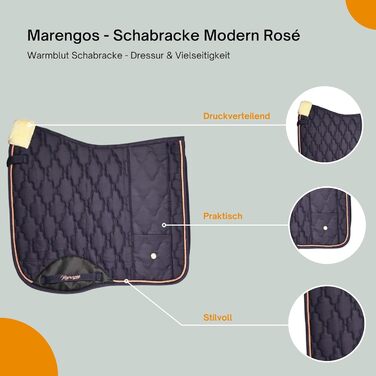 Широкий підхвіст Marengos Rosé Modern для теплокровних коней з підкладкою з пінополіуретану та кишенею | М'яка підкладка на гриві | Підхвіст у стилі барокко з квітковим стежкою та декоративною шнуркою | Для конкурного та універсального верхового лицемірув