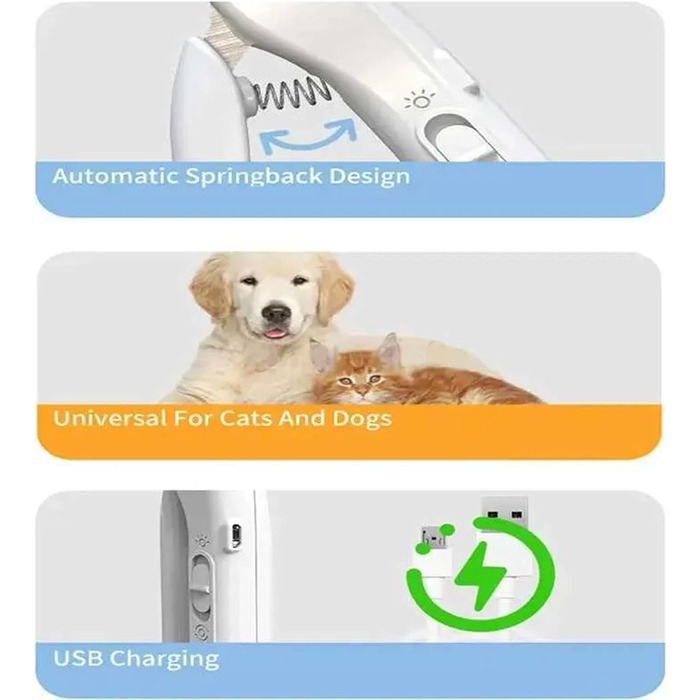 Електричний обрізчик кігтів для собак 2-в-1 з LED-підсвічуванням Krallenschleifer, для собак великих, середніх та малих порід