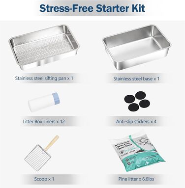 Katzentoilette DOWANQO Edelstahl, велика, відкрита зверху, з фронтальним доступом, XL, легко чистити