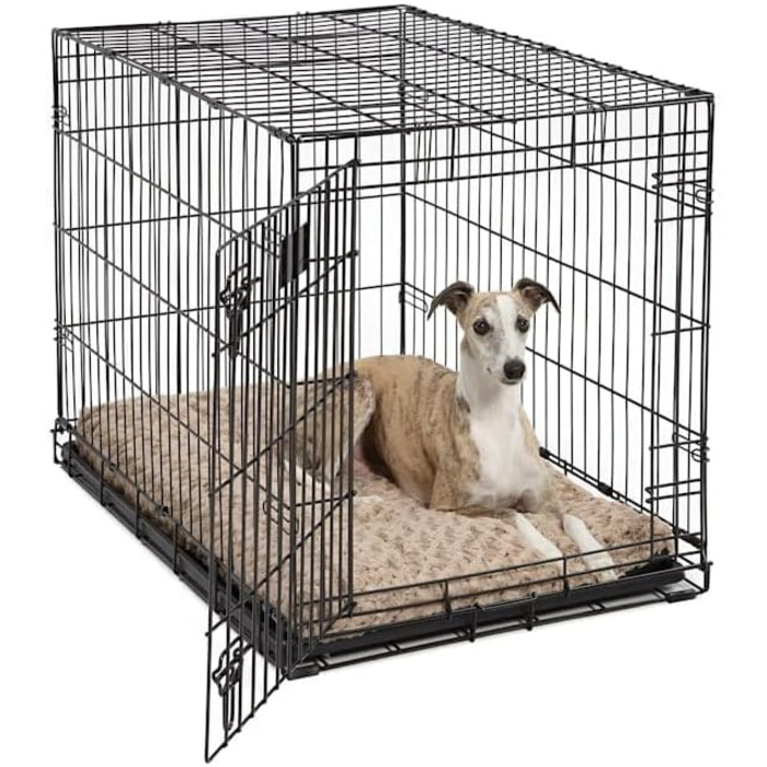 М'яке ліжко для домашніх тварин Midwest Homes for Pets QuietTime Deluxe Mocha Ombre Swirl, розмір M/L, машинне прання, неслизьке дно, м'яка підстилка для кліток 91 см, мокко-коричневий, 88 x 58 x 7 см