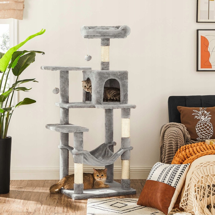 Комплекс для котів Feandrea: стовп-драбалка з лежаком, ігровий замок (101 - 160 см)