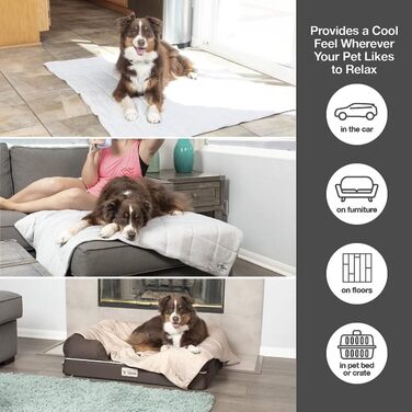 PetFusion охолоджуюча ковдра для котів і собак, легка, машинне прання, різні розміри та кольори, сіра і коричнева, розмір Small (69x79 см)