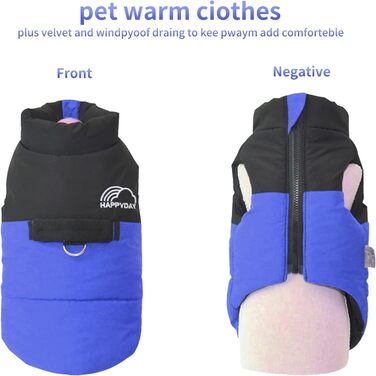 PETCUTE Зимовий теплий нашийник для собак, водонепроникний, для малих, середніх та великих собак, з отвором для повідка, ідеальний для зими, осені, весни (L, блакитний)