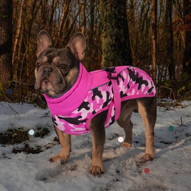 Зимовий теплий халат для собак IECOii з флісу, водонепроникний, з відбиваючими елементами, для малих, середніх та великих собак, рожевий камуфляж