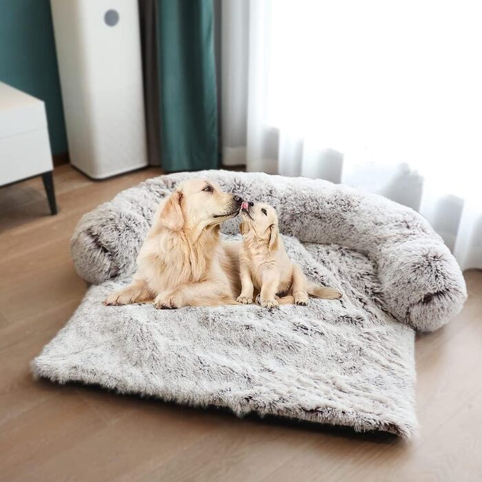 М'яка підстилка для собак та котів, ковдра-ліжко, захист дивану, великі породи, з блискавкою, колір кавовий (L)
