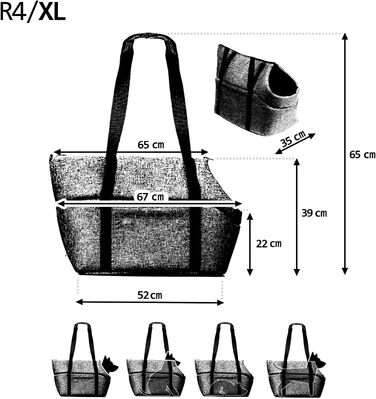 Сумка-переноска для собак та котів Boutique Zoo - L (12 кг) - чорна, Minky (52x35x39 см)