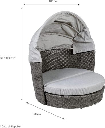 Greemotion лежанка для собак з дахом та подушкою, сірий колір, 78 x 61/100 x 83 см