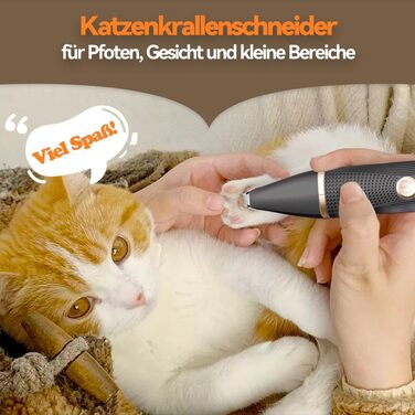 Машинка для стрижки тварин Leise Katze, професійна для котів та собак, з насадкою для лап, ножицями, гребінцем, USB-C зарядка, чорна