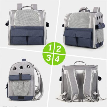 Рюкзак для тварин PETCUTE: переноска для собак та котів, з виймальною підстилкою та ременем безпеки, зелений (блакитний)