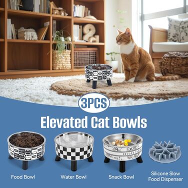 Набір мисок для котів з повільним годуванням (2 шт.), широкі, з нержавіючої сталі, пластикова підставка, силікон, повільний годівник, зручні для вусів, годівниця для домашніх тварин, станція для годування котів (Колір 2)