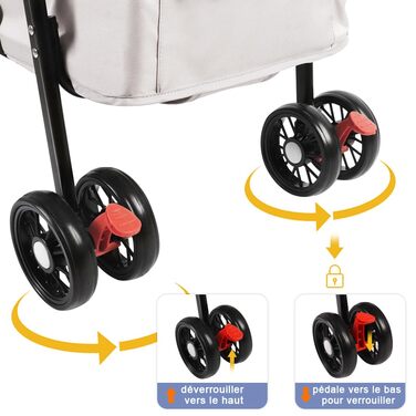 Візок для собак Homewell 2в1, сірий, 50x70x99 см. Візок-будка, з тримачами для напоїв, складний, з гальмом