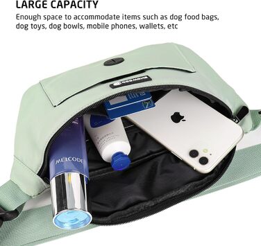 Сумка для собак з відділенням для ласощів та рулеткою для збору відходів, поясна/поясна сумка, підходить для жінок та чоловіків, для дресирування цуценят, подарунок для любителів собак, зелений нейлон