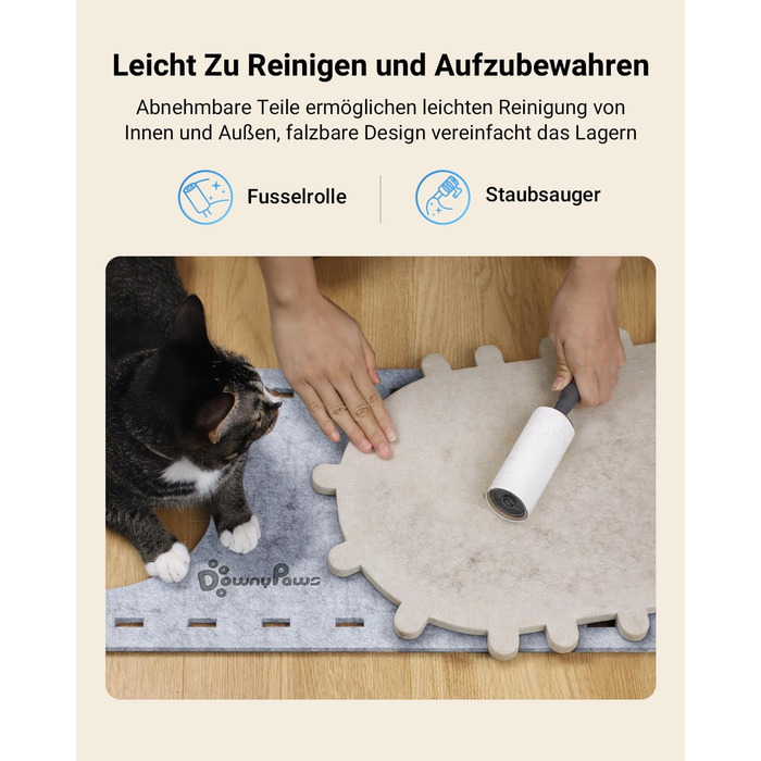 Кігтеточка-будиночок для котів DownyPaws з фетру, 2-ярусна, 50x33x50 см, для ігор та відпочинку, теплий дизайн, захист кігтів, білий