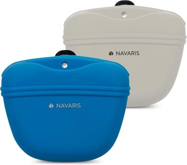 Набір з 2 силіконових мішечків для корму Navaris - 2 шт. для ласощів, сухого та вологого корму для собак, сірий & темно-синій