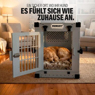 Міцна переносна клітка для собак Robuste Hundetransportbox, XXL, сірий колір. Підходить для різних порід собак, зручна для транспортування в авто, для дому та подорожей.