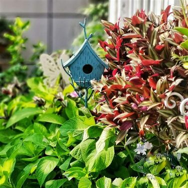 Металевий садовий штекер TentHome у вигляді пташки, годівниця для птахів на стійці, декор для саду, синій, 100 см