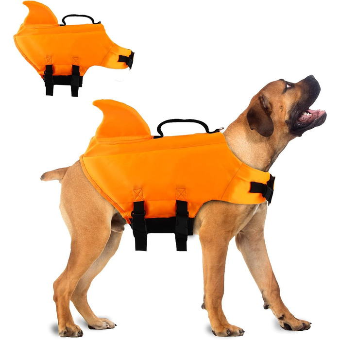 Чиммувете Хай Хунд: Чудовий костюм для плавання для собак, привертає увагу, костюм для собак-акул (Оранжевий, L)