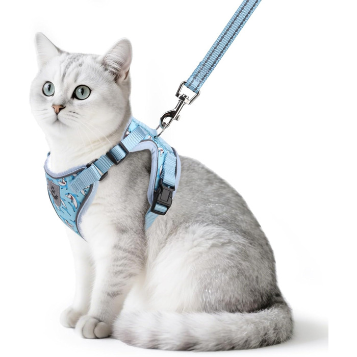 Іграшка для котів PUPTECK з дзвоником та шнурком, світловідбиваюча, регульована, м'яка, дихаюча, з кількома функціями для дрібних тварин (блакитний акул)