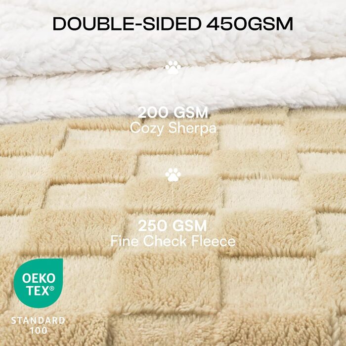 Водонепроникний коврик для собак Luciphia, великий розмір, Sherpa Fleece, двосторонній, захист ліжка та меблів, бежево-коричневий (85x57 дюймів)