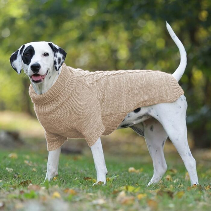 В'язаний пуловер для собак, теплий та м'який, для зими, для цуценят, підходить для собак та котів (S, Хакі)