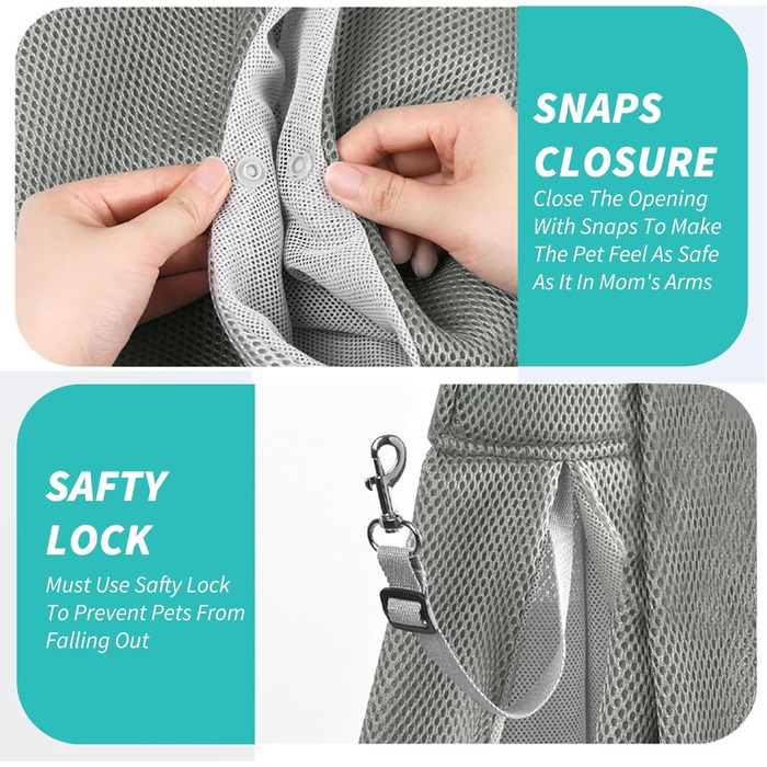 PETCUTE Сумка-переноска для собак, сіра, до 6 кг, з ременем безпеки