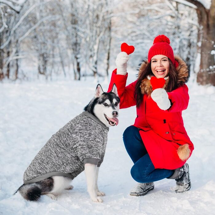 Пуловери для собак Rypet 2 шт. великого розміру, теплі зимові пуловери для собак, м'які, теплі, для середніх та великих собак, 9XL (Обхват грудей: 89.9 см, Довжина спини: 74.9 см), фіолетовий та сірий