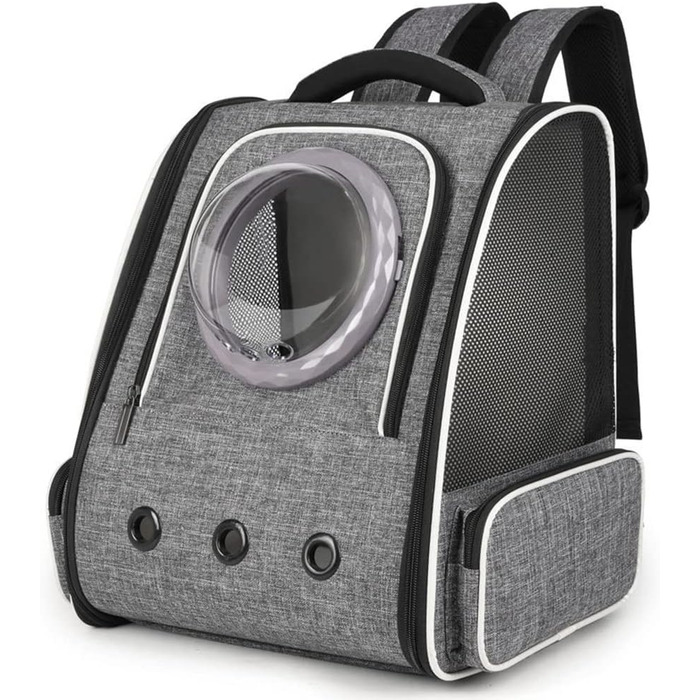 Рюкзак для тварин: переноска для кота/собаки до 10 кг, сірий, дихаючий, для подорожей, схвалений авіакомпаніями