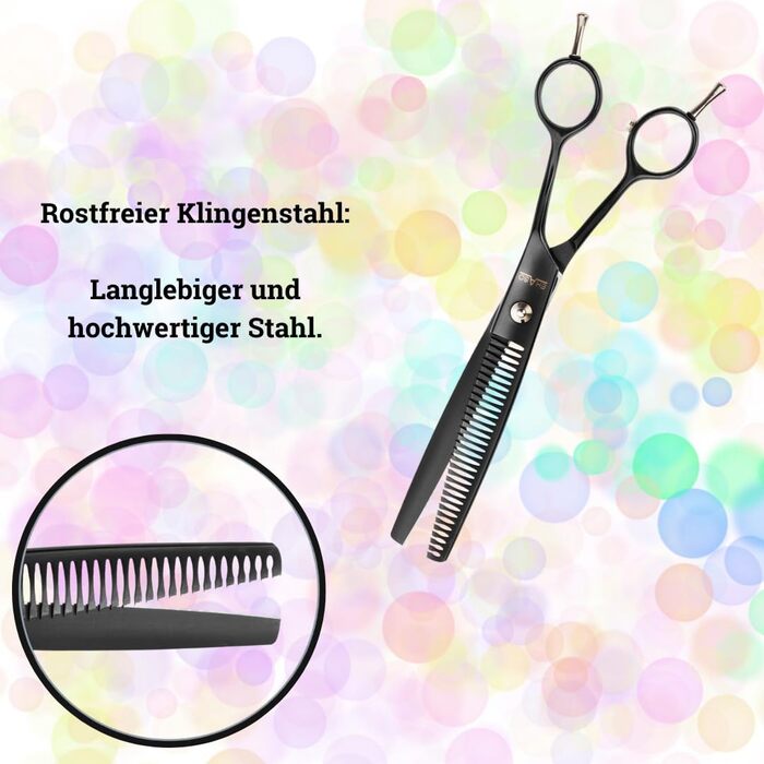 Ножиці для моделювання EHASO Revolution, 21 см, чорний титан, 32 зубці