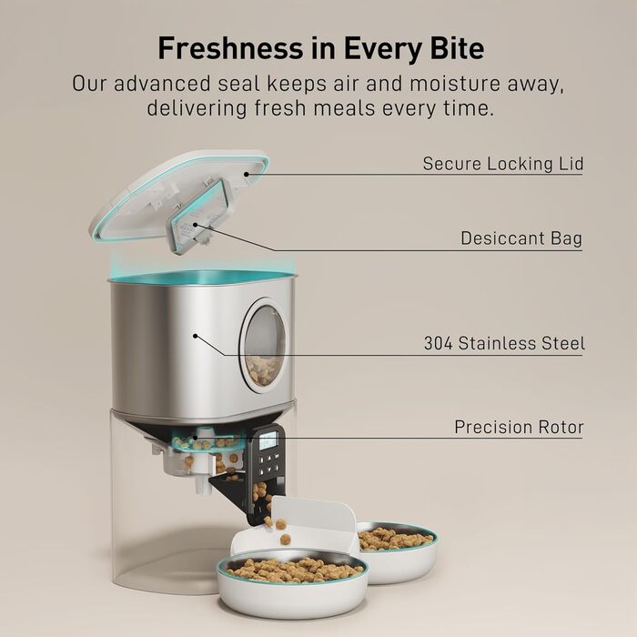 Автоматичний диспенсер для котячого корму VOLUAS - годівниця для котів та собак з таймером, сухий корм