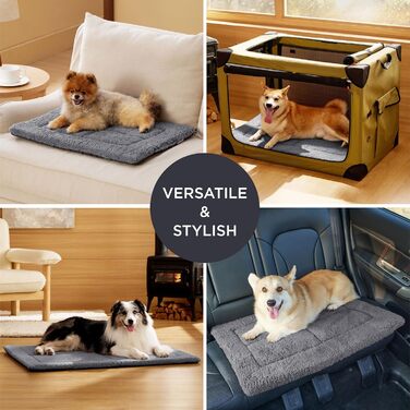 Килимок для собак середніх порід BEDSURE - 74x46 см, сірий, з шаруватим наповнювачем, Sherpa плюш, легко миється