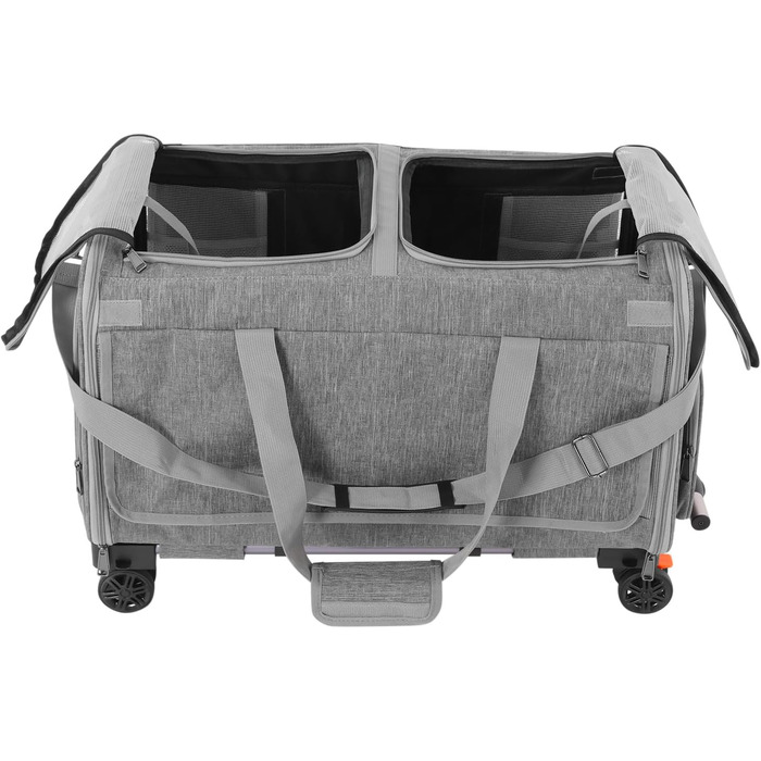 Транспортна переноска для котів та собак на 2 тварин з колесами, сіра