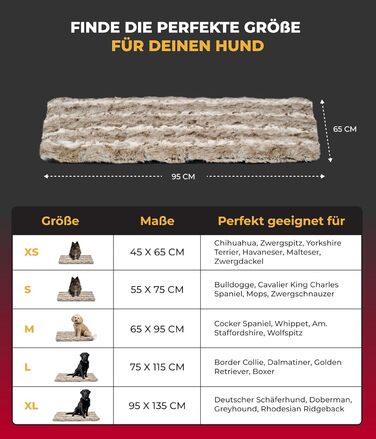 Ексклюзивне лежанка-ковдра для собак HS-Hundebett, м'яка, з наповнювачем, антиковзна, прана, 65x95 см, беж, вироблено в Німеччині