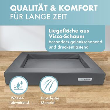 Ліжко для собак з віско-матрацом, миється - корзинка для собак, високоякісне собаче ліжко, ліжко для собак, що захищає суглоби, міцна собача підстилка, розмір L 110 x 90 см, коричневе