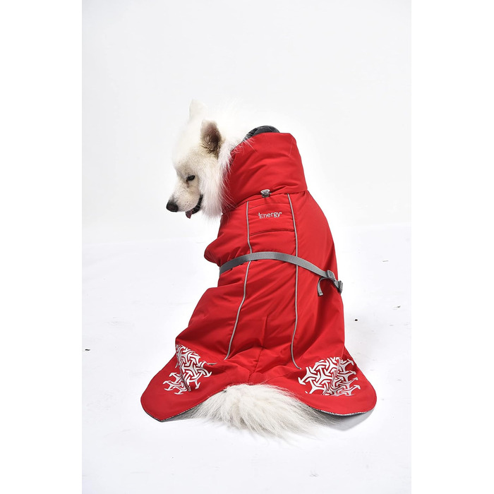 iEnergy™ Куртка для собак на зиму, тепла та легка, з відбиваючими елементами. Червона, середнього розміру