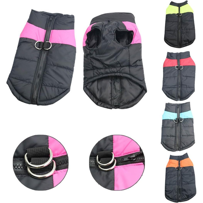 Теплий зимовий одяг для собак Idepet: куртка-мантія, водонепроникна, для маленьких, середніх та великих собак, котів (M, Рожевий)