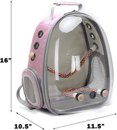 Переноска для птахів Interfashioner® Bird Carrier Rucksack, рюкзак-переноска з підкладкою та стійкою, сіра (rose)