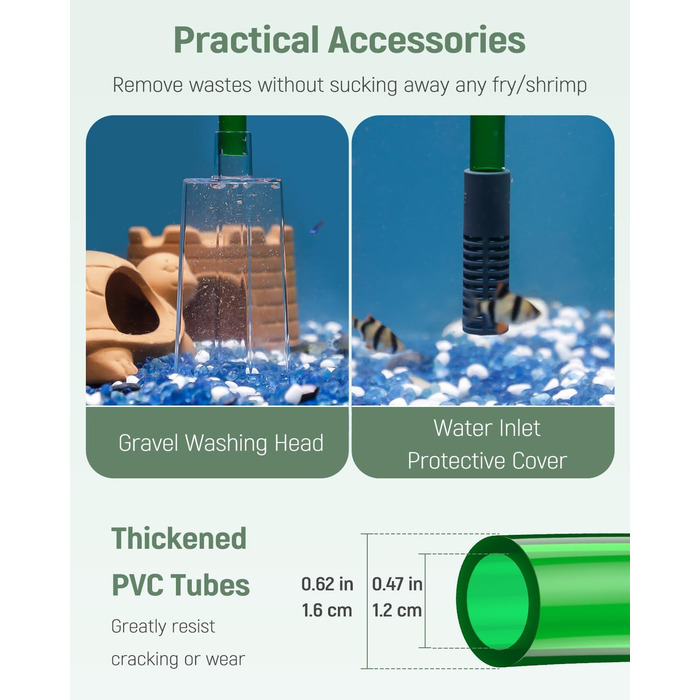 Набір для чищення акваріума Pawfly: сифон, пилосос, шланг 1.8 м, інструмент для догляду за акваріумом