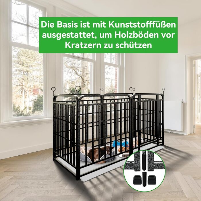 КіяГро вольєр для цуценят 544см, 8-секційний, розкладний, з дверцятами, для собак, котів, кроликів, для саду, без інструментів