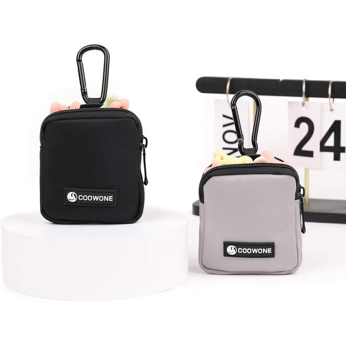 Сумка для ласощів для собак COOWONE з кликером для дресирування, водонепроникна, з тримачем для пакетів, чорна та сіра