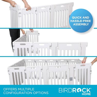 Льох для собак Birdrock Home з 16 панелей, великий, 65 см, білий - безпечний загін для цуценят