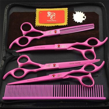 Набір професійних ножиць для грумінгу тварин: прямі, фінішні та вигнуті. З нержавіючої сталі. 4 шт.