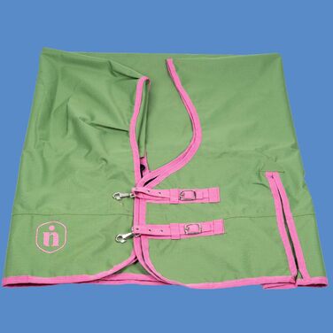 Кінська попона Indira Outdoor Pro 200г, водонепроникна, Ripstop 1200D, високий комір, розмір 155 см, зелено-рожева