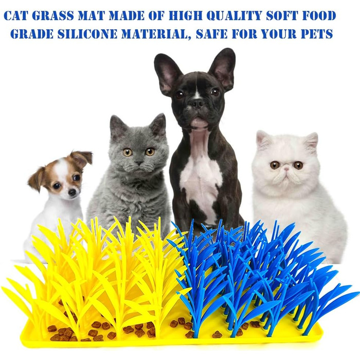 Килимок-іграшка для котів та собак VirgoCCY з силікону, килимок для нюхання, повільний миска, інтерактивний килимок для собак та котів, навчання носом (блакитний та жовтий, один розмір)