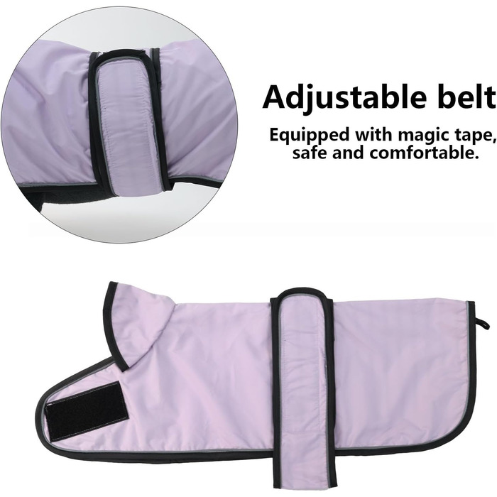 Дощовик для собак Geyecete, регульований, водовідштовхуючий, для такс, з світловідбиваючими ременями, з поясом на липучці, розмір M (довжина спини 42-45 см), колір фіолетовий