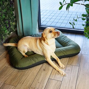 Лежак для великих собак 4L Textil KLEO, темно-зелений, 110x90 см, знімний чохол, ортопедичний матрац, праний, XXL