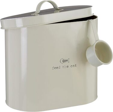Металева ємність для корму для тварин Premier Housewares з ложкою, 6,5 л, кремова, оцинкована сталь