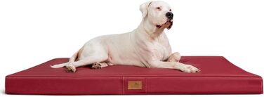 Ортопедичний лежак для собак Tierlando® Oscar Easy CLEAN з екошкіри та віскоеластичної піни, з антиковзною основою, розмір L 150 x 100 x 10 см, темно-червоний