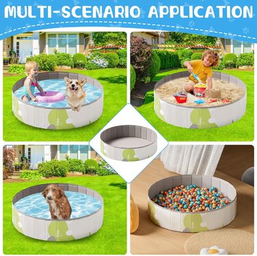 Дитячий басейн для собак та дітей, складний, з товстого ПВХ, антиковзкий, для балкона, саду, великих собак, кошенят, цуценят (A1-80*20)