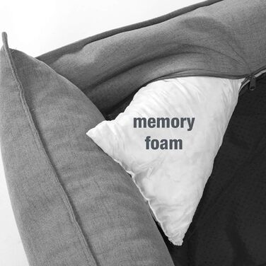 JAMAXX Преміум лежанка для собак з ортопедичним матрацом Memory Visco, знімний чохол, лежанка-кошик для собак S-XL (65x50 см, сірий)