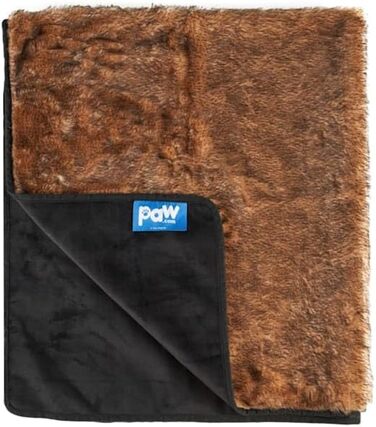 Водонепроникна плед-ковдра для домашніх тварин PAW BRANDS, 152x127 см, мікрозамша, штучне хутро, машинне прання, для великих собак і котів, червоно-коричнева